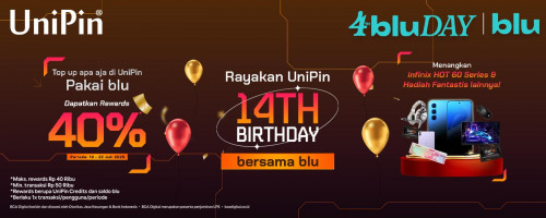 Spesial Ulang Tahun! Rewards 40% dari UniPin x blu, Cuma 4 Hari!